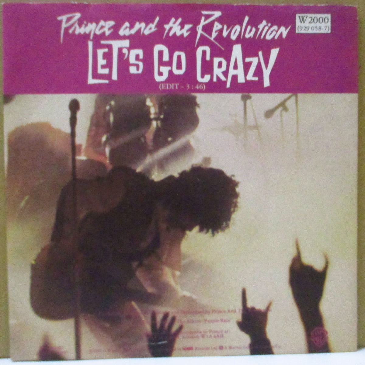 PRINCE And The Revolution (プリンス・アンド・ザ・レヴォリューション) - Let's Go Crazy (UK オリジナル・プラスチックラベ 7"+マット・ソフト紙ジャケ)