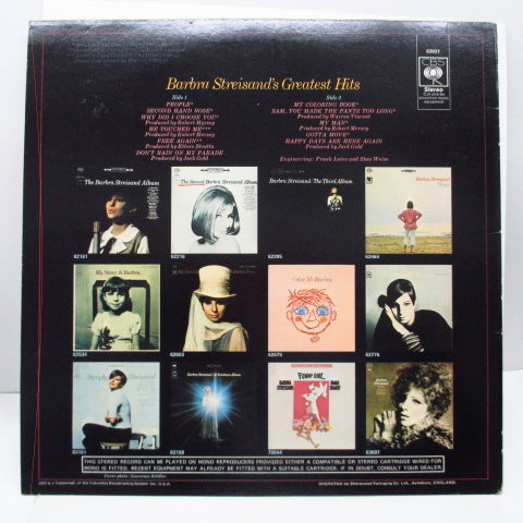 BARBRA STREISAND - Greatest Hits (UK Reissue.LP)