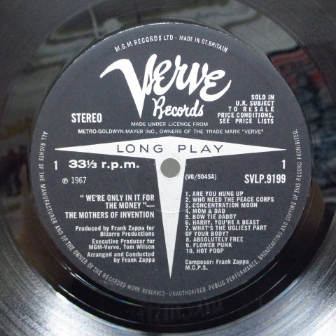FRANK ZAPPA (MOTHERS OF INVENTION) (フランク・ザッパ / マザーズ・オブ・インヴェンション ) - We're Only In It For The Money (UK オリジナル「ステレオ」LP/CGS)