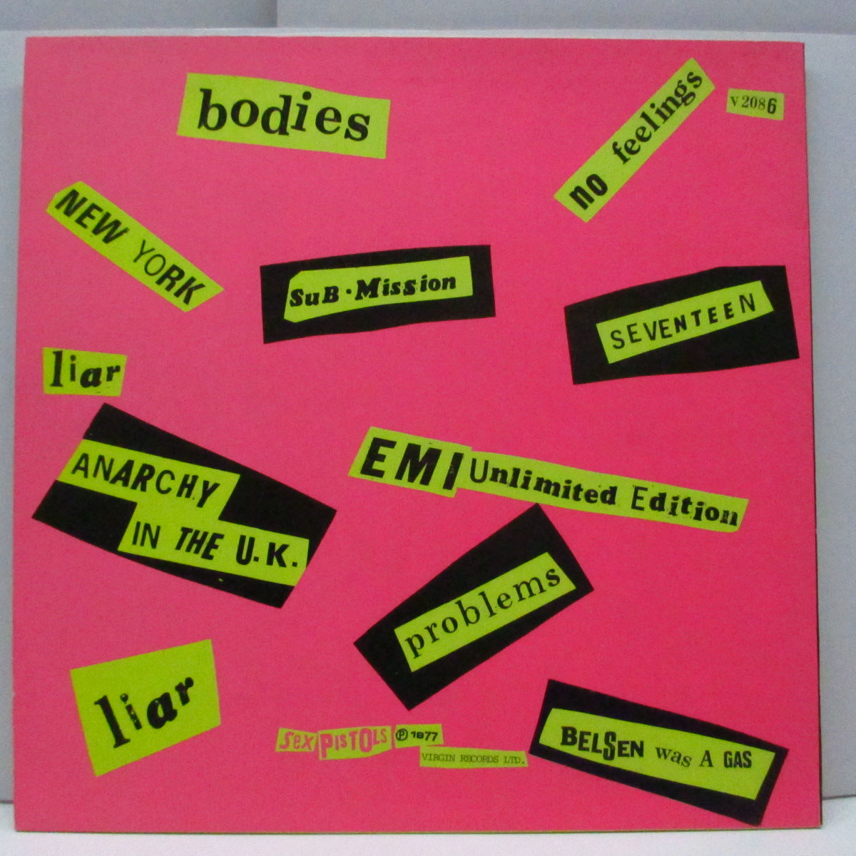 SEX PISTOLS (セックス・ピストルズ) - Never Mind The Bollocks (UK 70's 再発 #V2086「緑/赤ラベ」LP/ 「ミスプリント」マットジャケ)