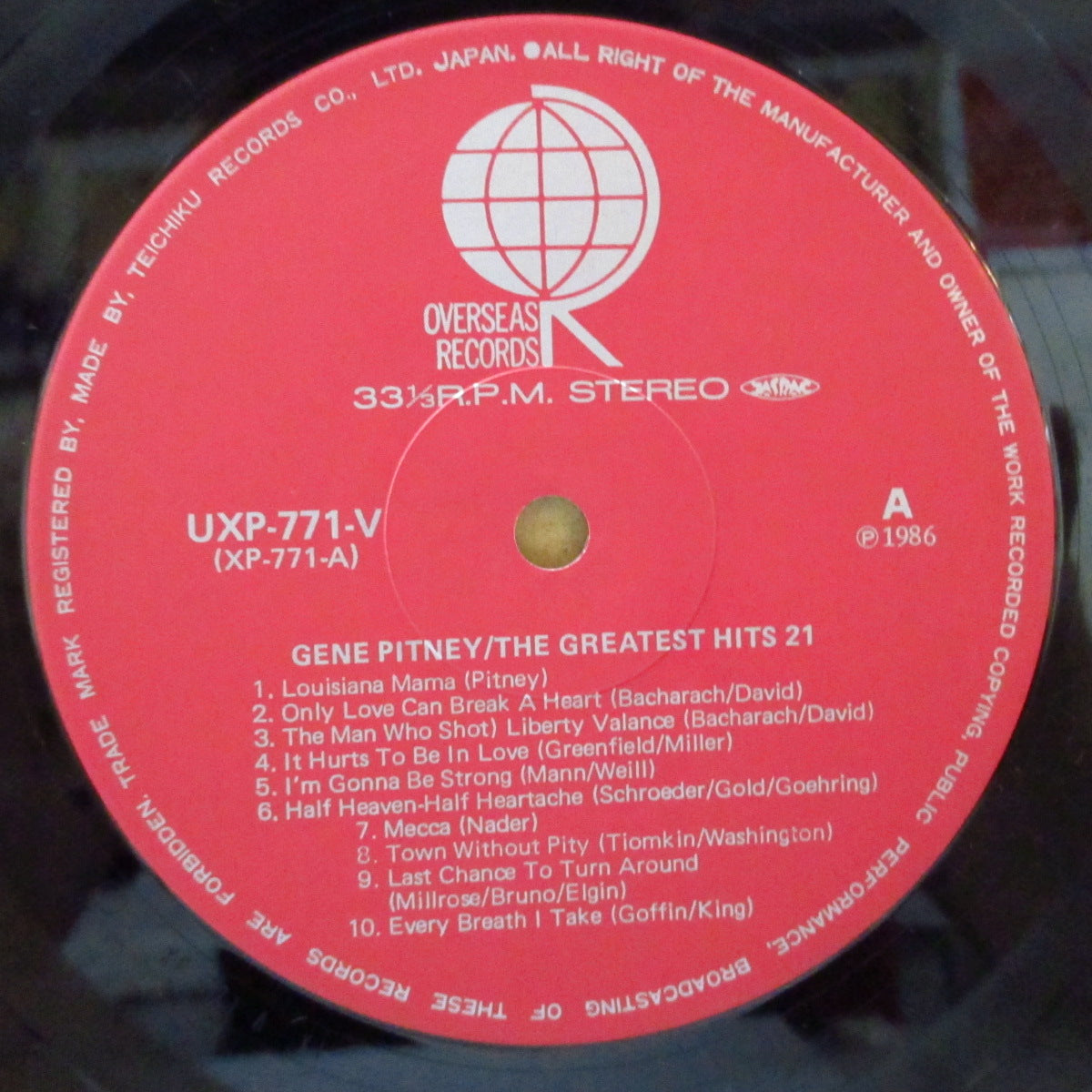 GENE PITNEY (ジーン・ピットニー) - The Greatest Hits 21 (Japan Orig.LP)