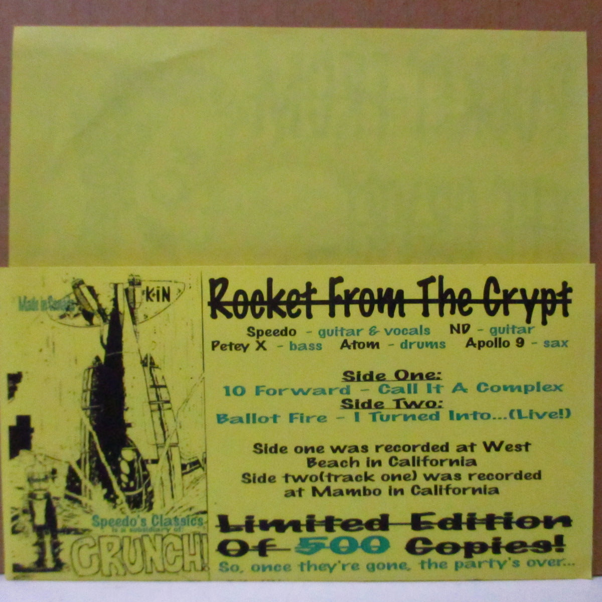 ROCKET FROM THE CRYPT (ロケット・フロム・ザ・クリプト) - Rocket Queen (Canada Unofficial.7"/Yellow PS)