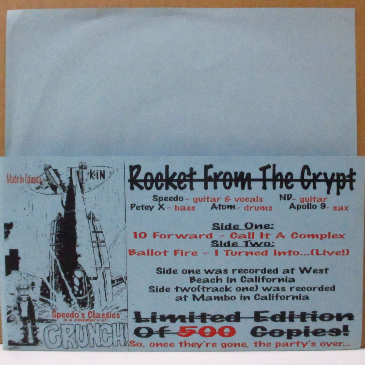 ROCKET FROM THE CRYPT (ロケット・フロム・ザ・クリプト) - Rocket Queen (Canada Unofficial.7"/Blue PS)