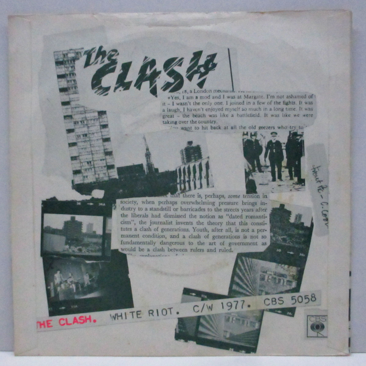 CLASH, THE (ザ・クラッシュ) - White Riot / 1977 (UK オリジナル「the CLASHラベ」7"+カーブカットPS)