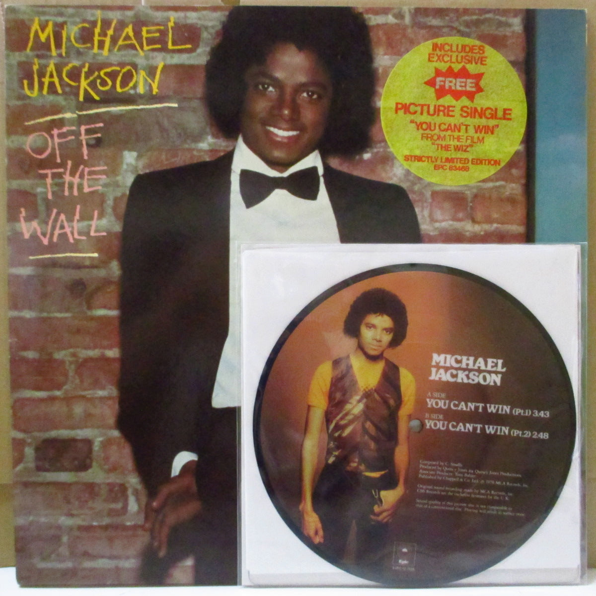 MICHAEL JACKSON (マイケル・ジャクソン) - Off The Wall (UK オリジナル LP+ピクチャー 7"/円形ステッカー付光沢見開きジャケ)