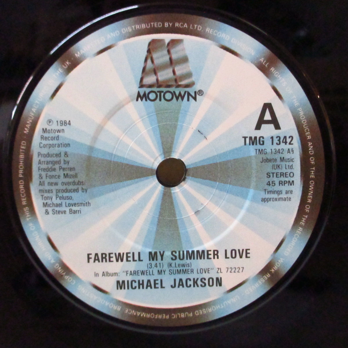 MICHAEL JACKSON (マイケル・ジャクソン) - Farewell My Summer Love (UK オリジナル「紙ラベ」7"+ソフト紙ジャケ)