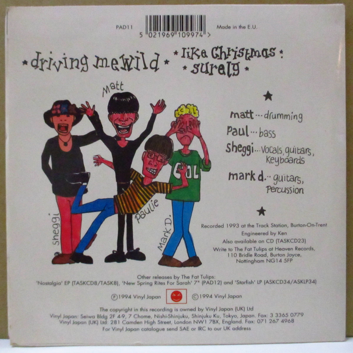 FAT TULIPS (ファット・チューリップス) - Driving Me Wild (UK Orig.7")