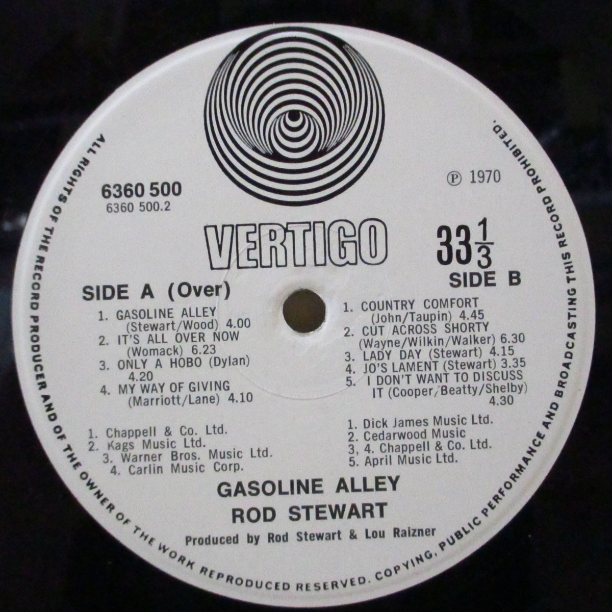 ROD STEWART (ロッド・スチュワート) - Gasoline Alley (UK 2ndプレス「スモールスワールラベ 」LP+インナー/マット見開きジャケ)