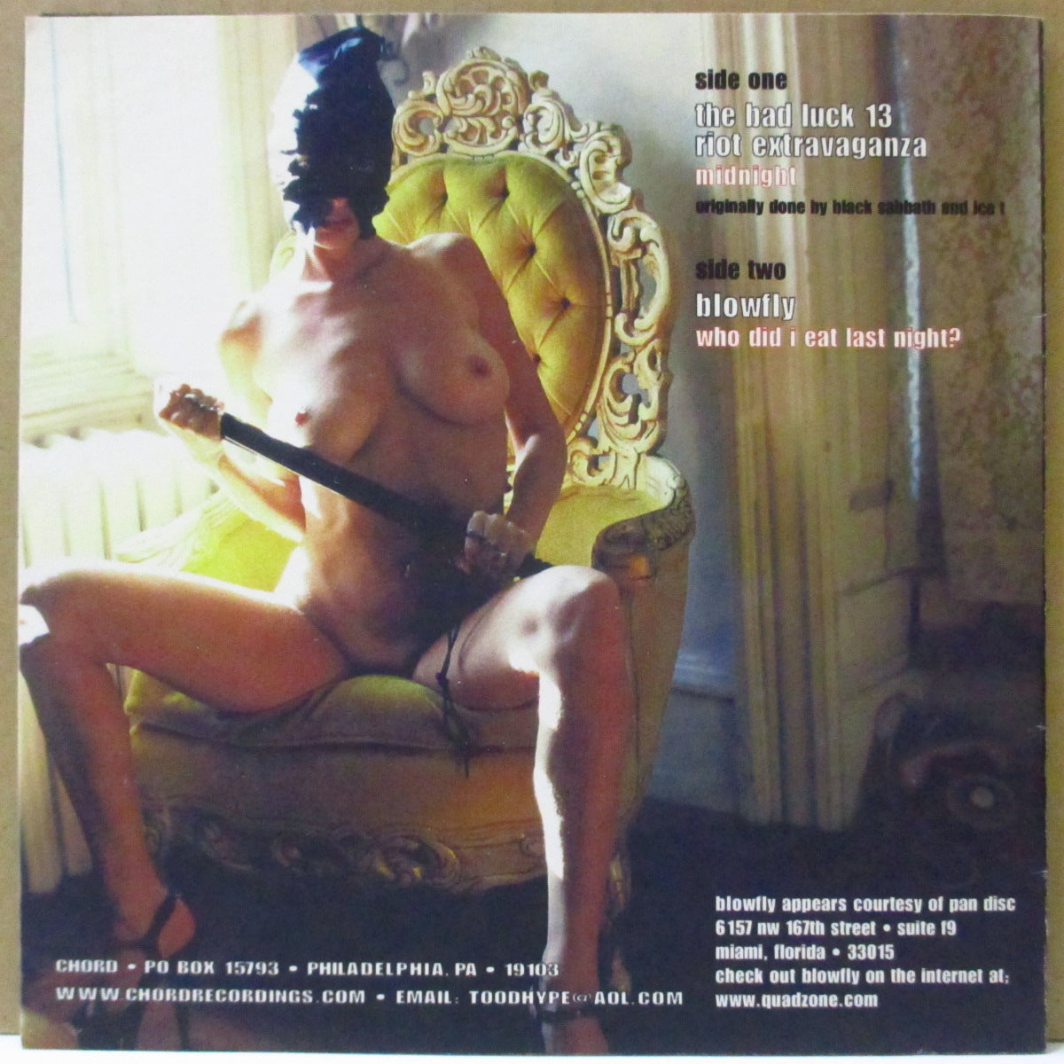 BAD LUCK 13 RIOT EXTRAVAGANZA, THE / BLOWFLY (バッド・ラック・13・ライオット・エクストラヴァガンザ / ブロウフライ) - Sex And Violence (US 200 Limited 7"/Numbered PS)