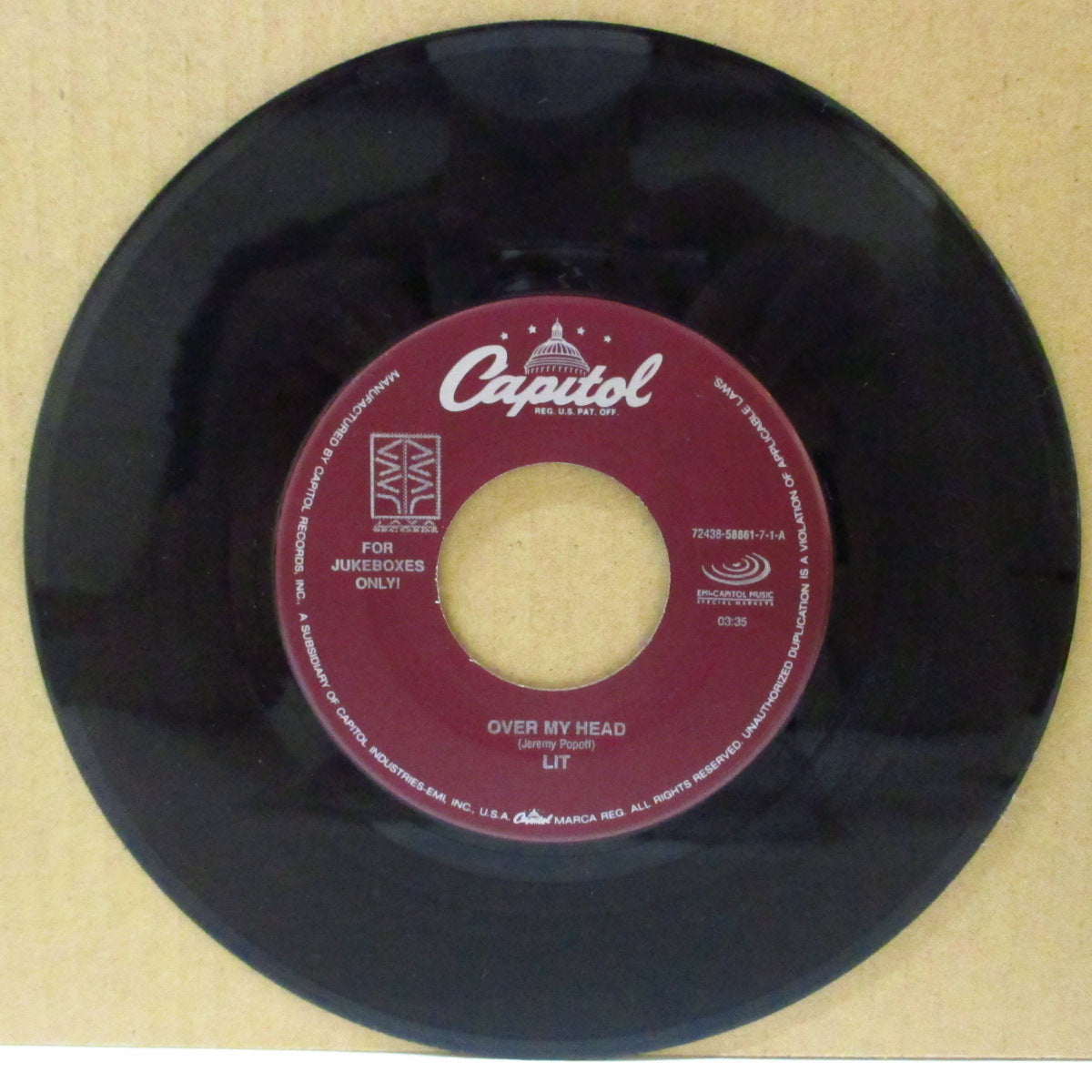 LIT (リット) - Over My Head (US Orig.Jukebox 7")