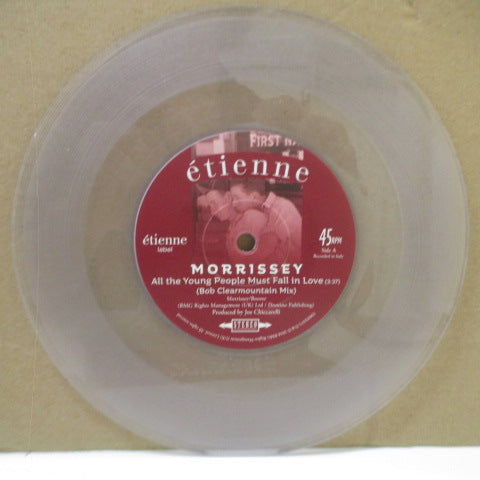 MORRISSEY (モリッシー) - All The Young People Must Fall In Love (UK/EU '18 限定クリアヴァイナル 7インチ+レアステッカー付きマット固紙ジャケ)