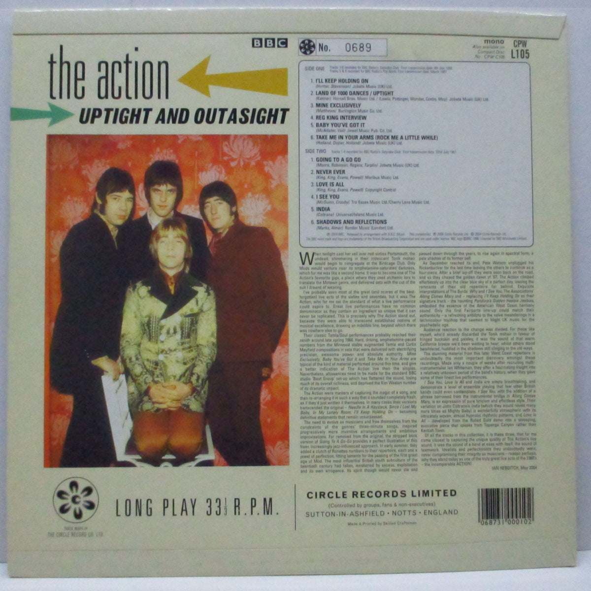 ACTION (アクション) - Uptight And Outasight (UK 限定モノラル LP+ブックレット/ナンバリング入折り返しジャケ)1