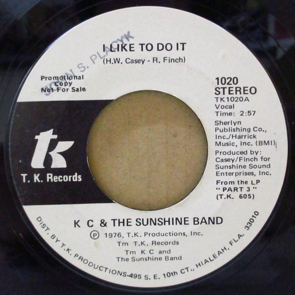 K.C.& THE SUNSHINE BAND (K.C.&ザ・サンシャイン・バンド) - I Like To Do It (US Promo 7"+CS)