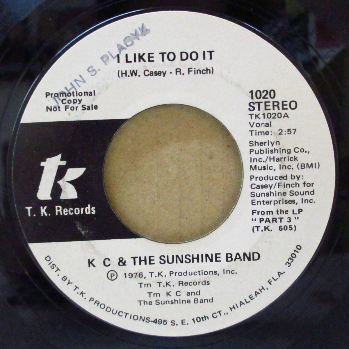 K.C.& THE SUNSHINE BAND (K.C.&ザ・サンシャイン・バンド) - I Like To Do It (US Promo 7"+CS)