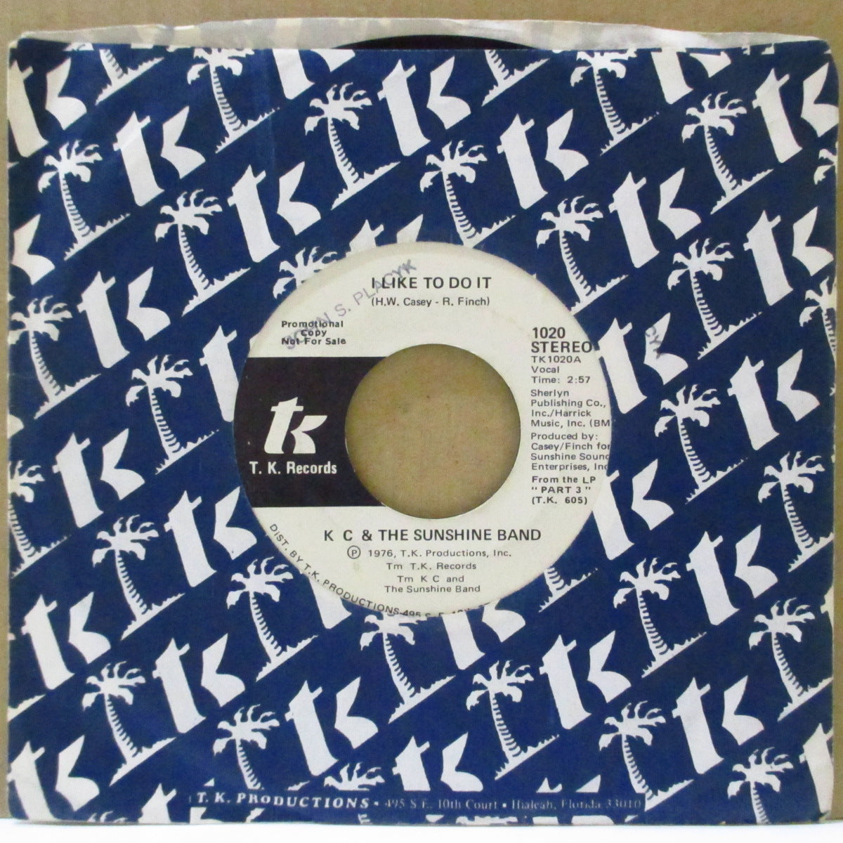 K.C.& THE SUNSHINE BAND (K.C.&ザ・サンシャイン・バンド) - I Like To Do It (US Promo 7"+CS)