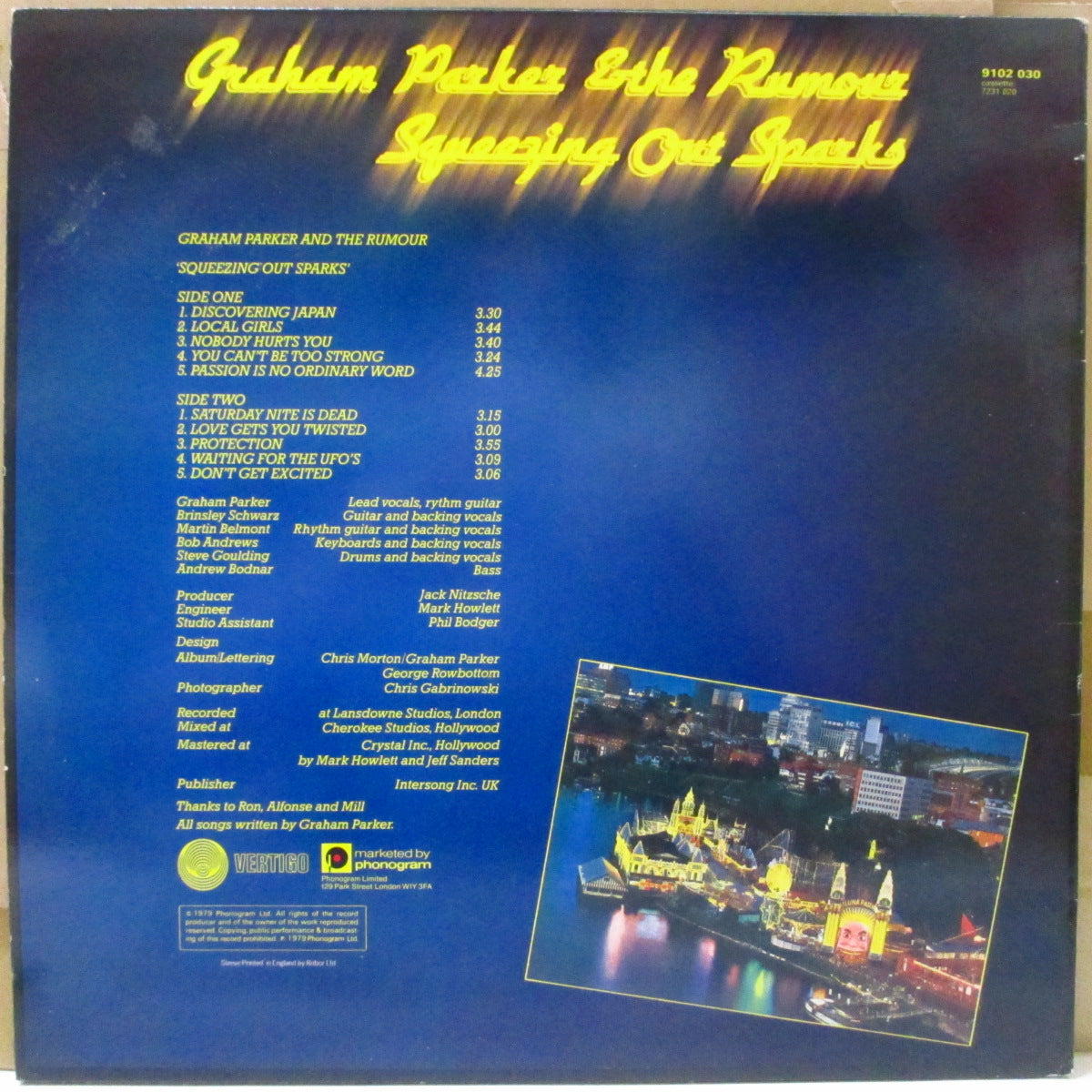 GRAHAM PARKER (グレアム・パーカー) - Squeezing Out Sparks (UK オリジナル LP+光沢ソフト紙インナー)