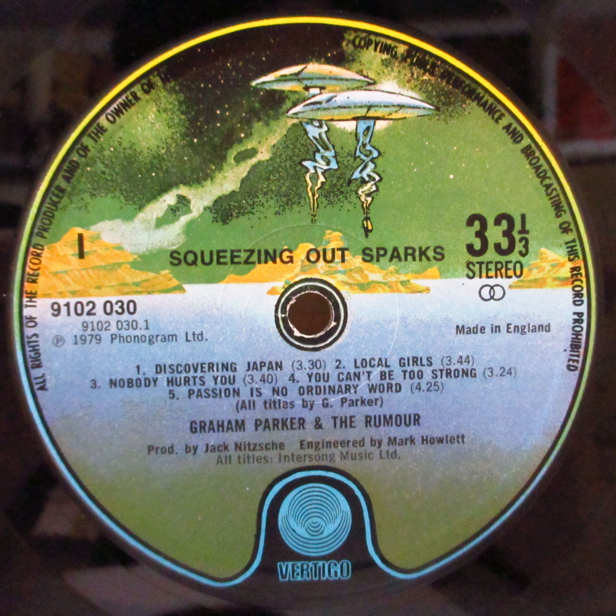 GRAHAM PARKER (グレアム・パーカー) - Squeezing Out Sparks (UK オリジナル LP+光沢ソフト紙インナー)