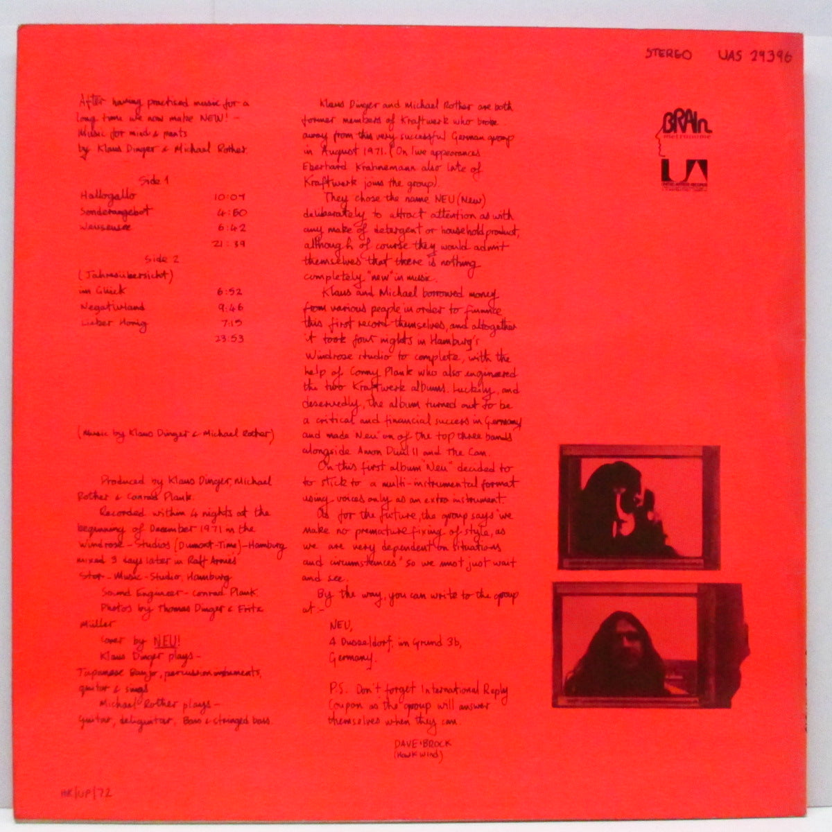 NEU ! (ノイ!) - Neu ! (1st ) (UK オリジナル LP/両面コーティングジャケ)