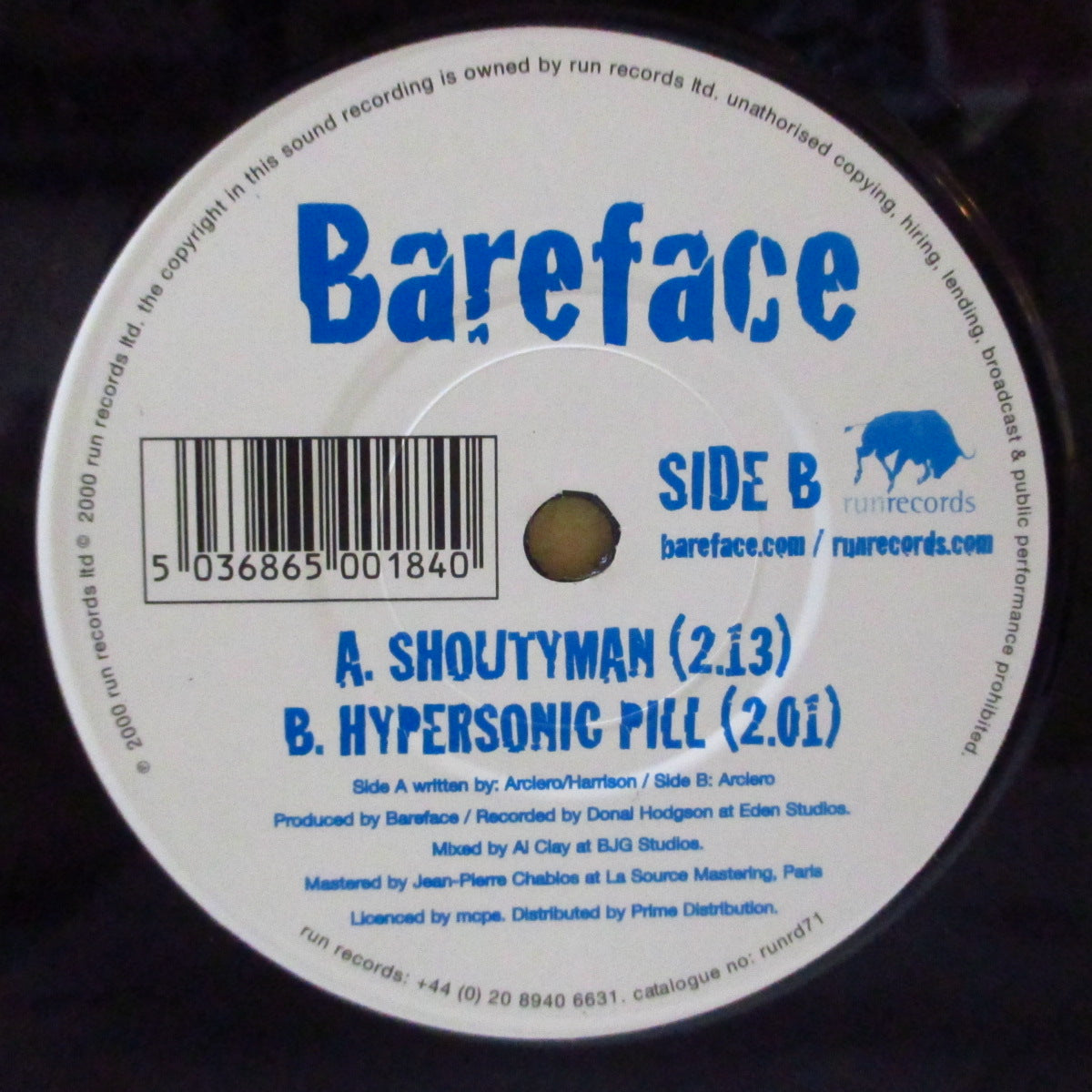 BAREFACE (ベアーフェイス) - Shoutyman (UK Orig.7")