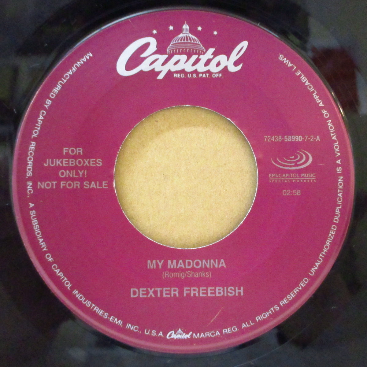 DEXTER FREEBISH (デクスター・フリービッシュ) - My Madonna (US Orig.Jukebox 7")