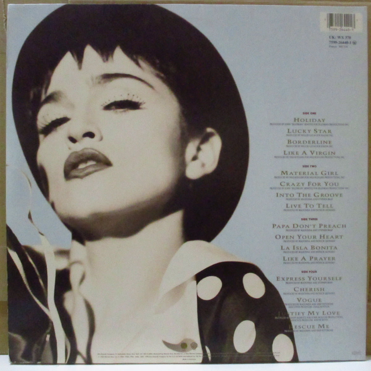 MADONNA (マドンナ) - The Immaculate Collection (EU オリジナル 2xLP+インナー/光沢見開きジャケ)