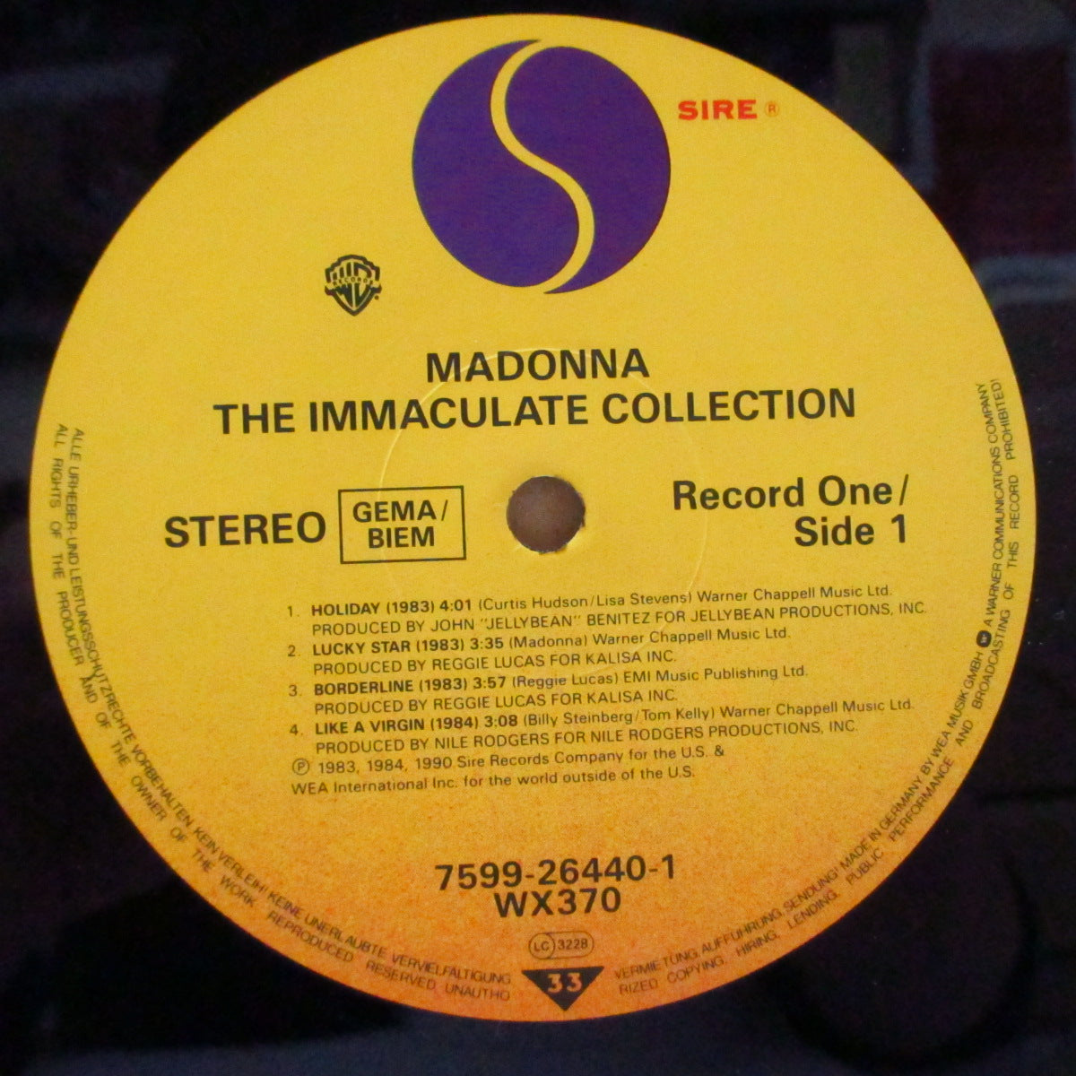 MADONNA (マドンナ) - The Immaculate Collection (EU オリジナル 2xLP+インナー/光沢見開きジャケ)