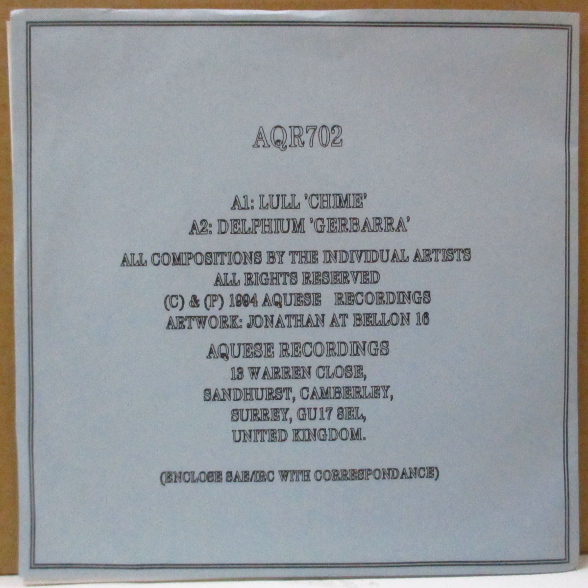 LULL / DELPHIUM (ラル / デルフィウム) - Chime (UK 285 Ltd.1-Sided 7"+Insert/New廃盤)