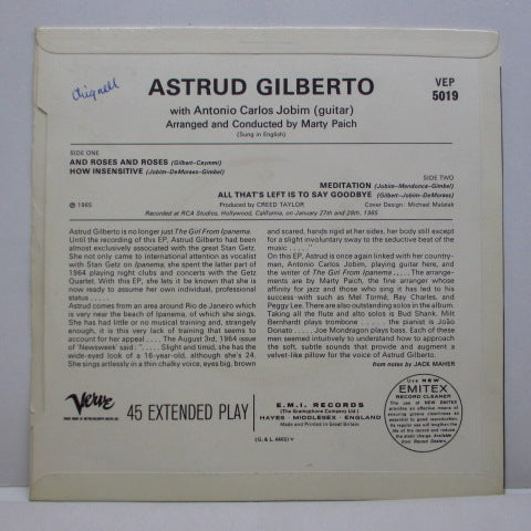 ASTRUD GILBERTO WITH ANTONIO CARLOS JOBIM - And Roses And Roses (UK Orig.MONO EP)