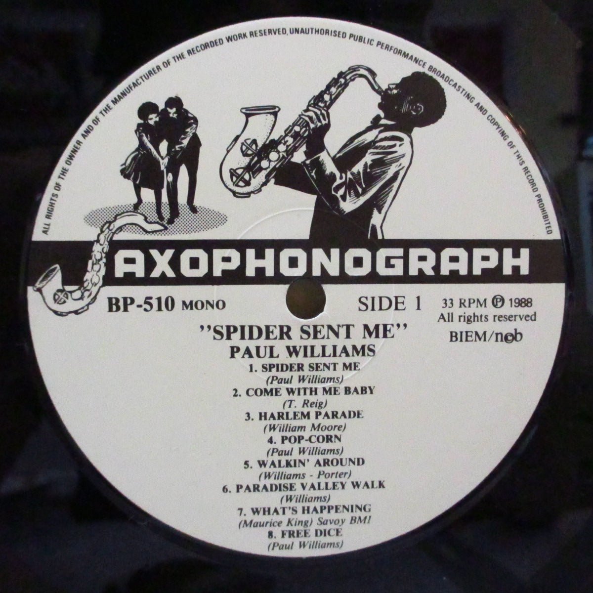 PAUL WILLIAMS & His Hucklebuckers (ポール・ウイリアムス) - Spider Sent Me (Sweden Orig.Mono LP/GS)