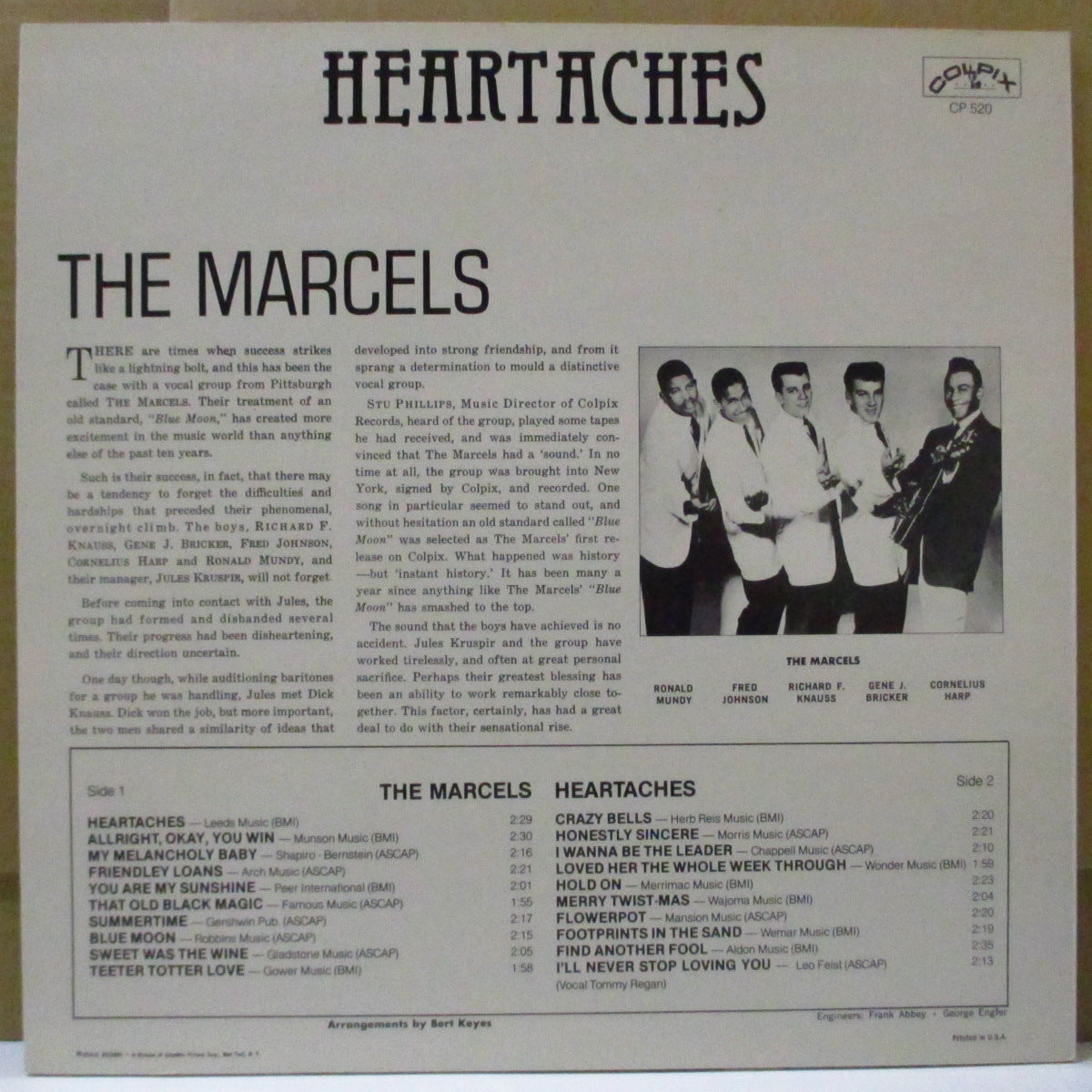 MARCELS (マーセルズ) - Heartaches (Euro Unofficial Black Label LP)