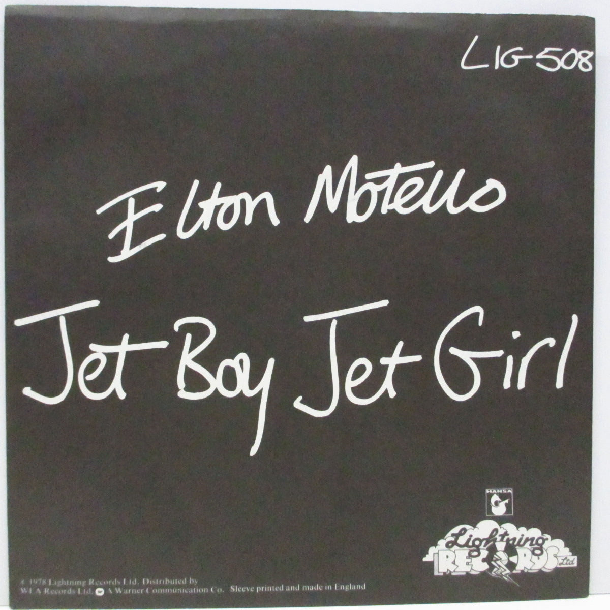 ELTON MOTELLO (エルトン・モテロ) - Jet Boy Jet Girl / Pogo Pogo (UK オリジナル「修正歌詞クリーン・バージョン」 7"+PS)