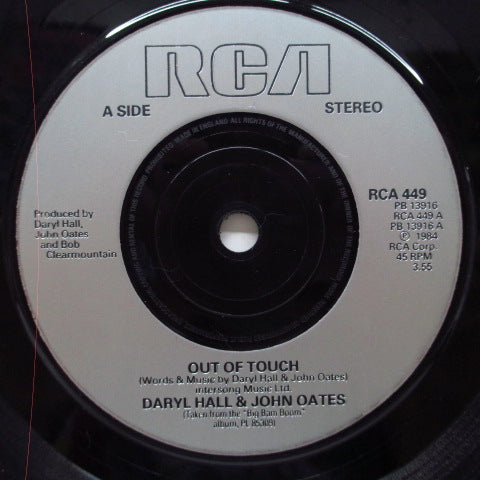 DARYL HALL & JOHN OATES (ダリル・ホール&ジョン・オーツ) - Out Of Touch (UK オリジナル 7"+PS)