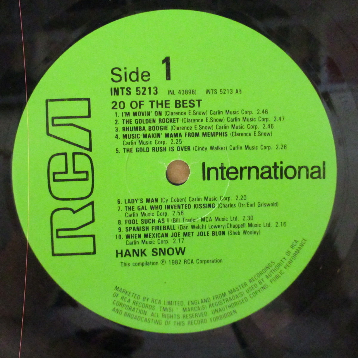 HANK SNOW (ハンク・スノウ) - 20 Of The Best (UK Orig.LP)