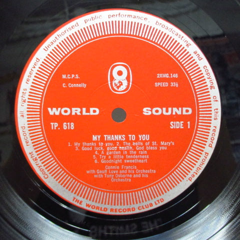 CONNIE FRANCIS - My Thanks To You (UK 60's WRC Re Stereo LP/CFS)