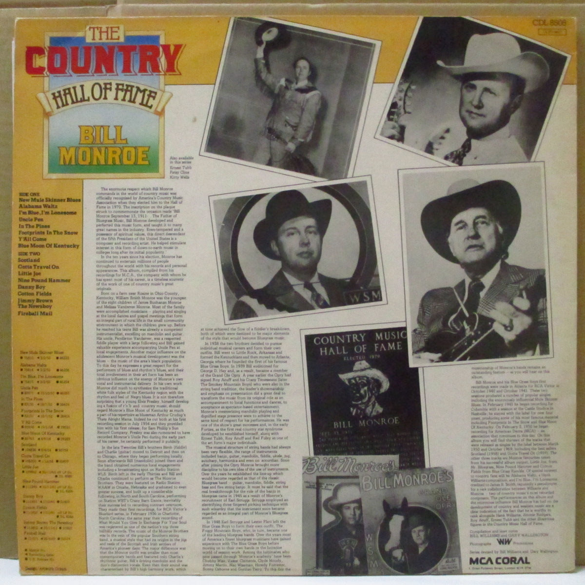 BILL MONROE & HIS BLUEGRASS BOYS (ビル・モンロー) - The Country Hall Of Fame (UK Orig.Mono LP)