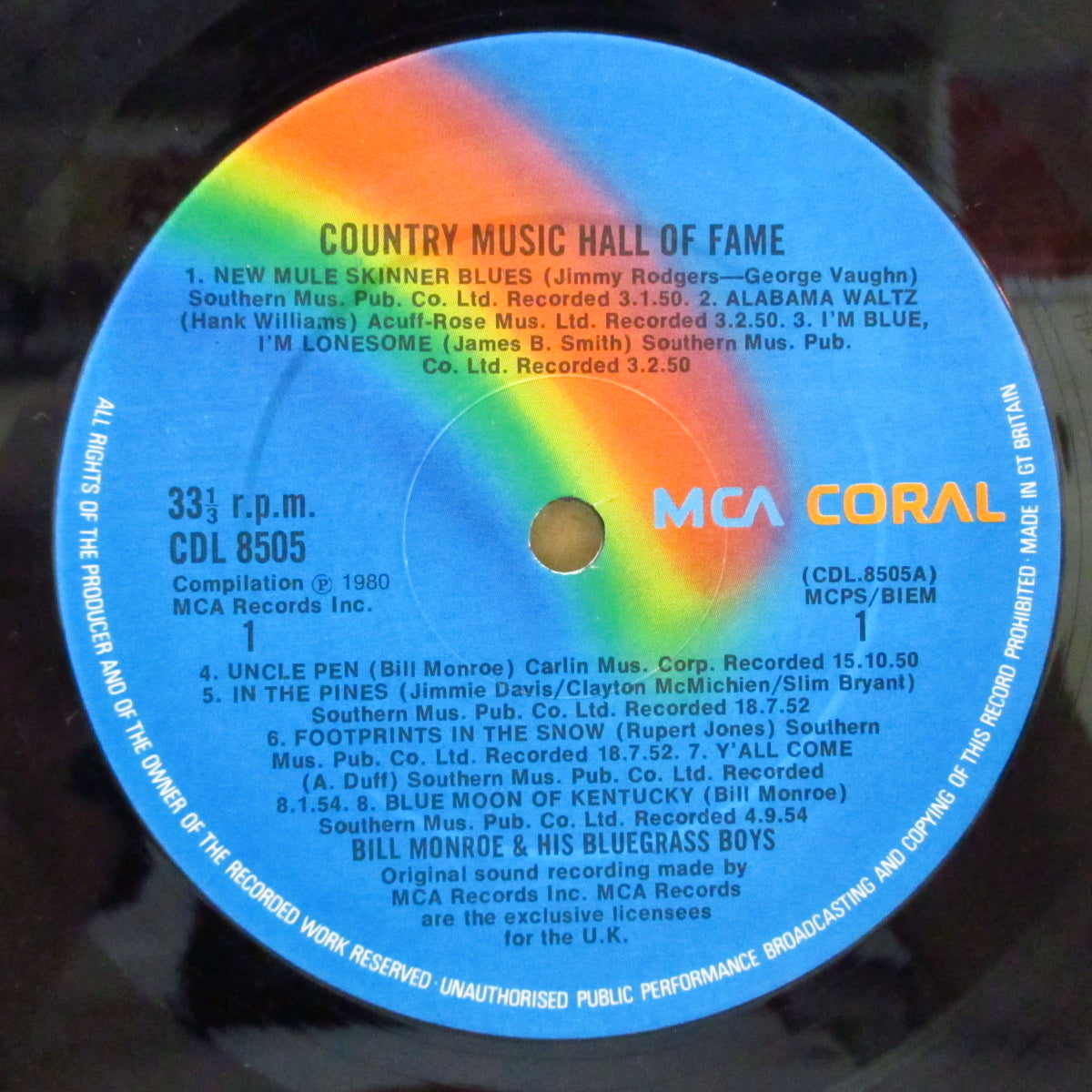 BILL MONROE & HIS BLUEGRASS BOYS (ビル・モンロー) - The Country Hall Of Fame (UK Orig.Mono LP)