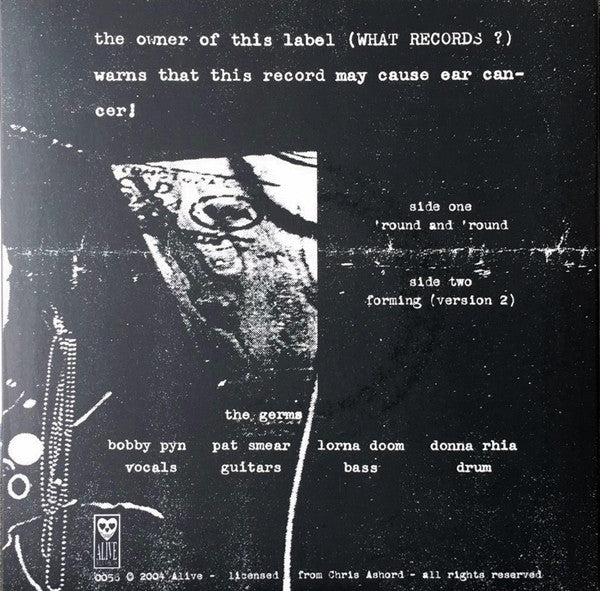 GERMS (ジャームス) - Forming : Version 2 (US 限定パープルヴァイナル 7"「廃盤 New」)