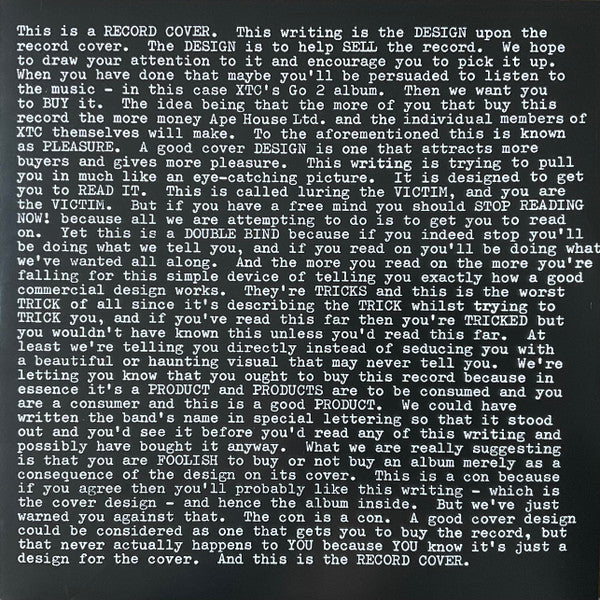 XTC - Go 2 (UK 限定再発200グラム重量 2xLP/NEW)