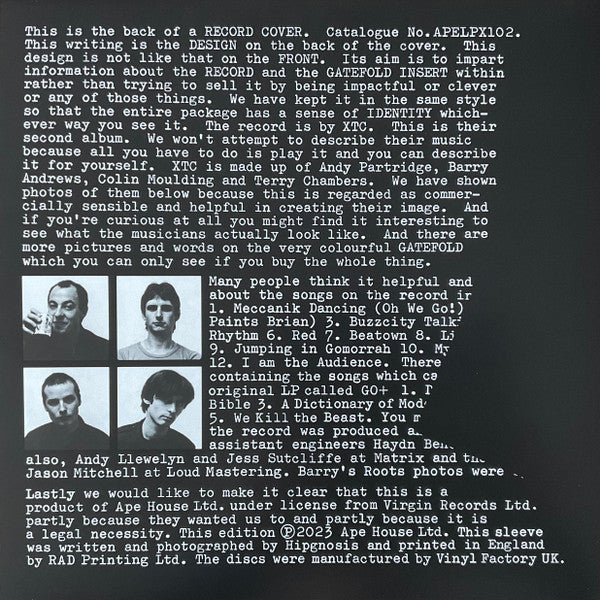 XTC - Go 2 (UK 限定再発200グラム重量 2xLP/NEW)