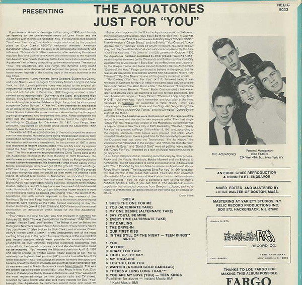AQUATONES (アクアトーンズ) - Sing For You (US 90's 限定再発「カラーVINYL」LP/廃盤 New)