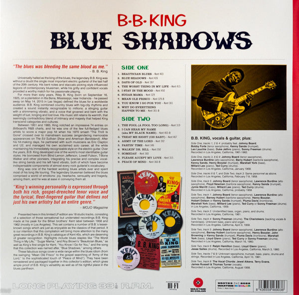B.B.KING (BB キング) - Blue Shadows (EU 限定復刻再発180g「レッド VINYL」LP/New)