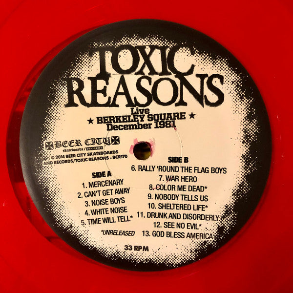 TOXIC REASONS (トキシック・リーズンズ) - Live Berkeley Square December 1981 (US Ltd.RSD 2014 Red Vinyl LP「廃盤 New」 )