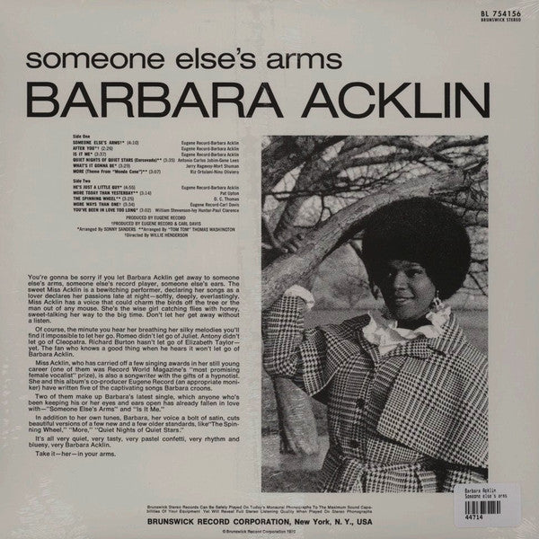 BARBARA ACKLIN (バーバラ・アクリン) - Someone Else's Arms (US 限定復刻再発 LP/廃盤 New)シカゴSOUL歌姫 '70年サード・アルバム!