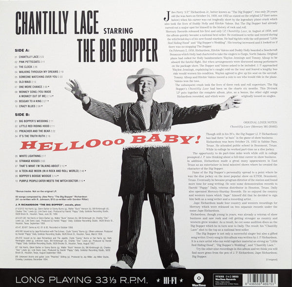 BIG BOPPER (ビッグ・ボッパー) - Chantilly Lace Starring The Big Bopper - Hellooo Baby! (EU 限定復刻ボーナス入り再発 LP/New)