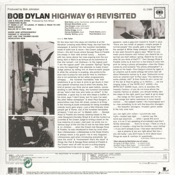 BOB DYLAN (ボブ・ディラン) - Highway 61 Revisited (EU 限定復刻再発180gモノラル LP/New) '65年6作目アルバム