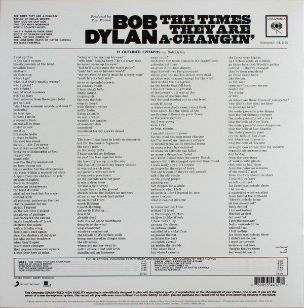 BOB DYLAN (ボブ・ディラン) - The Times They Are A-Changin' (EU Ltd.Reissue 180g Mono LP/New)
