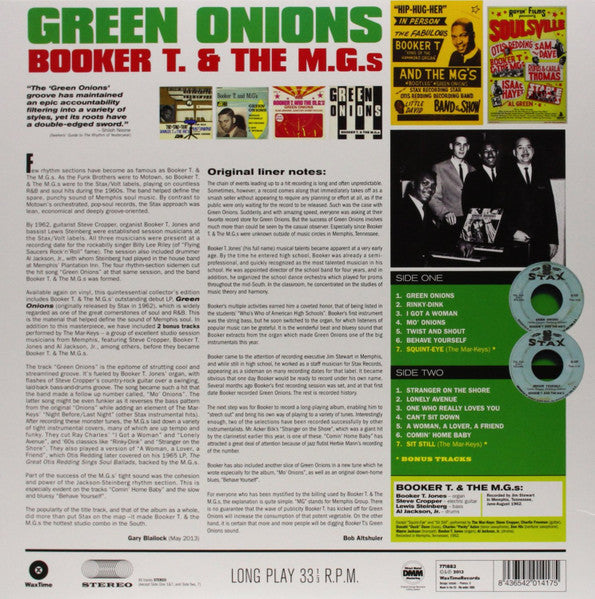 BOOKER T.& THE MG’S (ブッカーT&MG‘S) - Green Onions (EU 限定ボーナス入り再発180g 「ブラックVINYL」LP/New-Waxtime) ’62年大出世名作デビュー・アルバム!