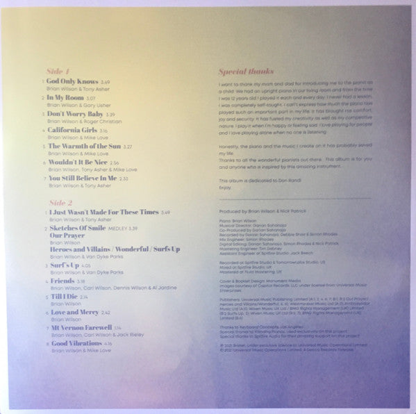 BRIAN WILSON (ブライアン・ウィルソン) - At My Piano (EU 限定リリース・アナログ LP/New) ピアノ・インスト・アルバム!