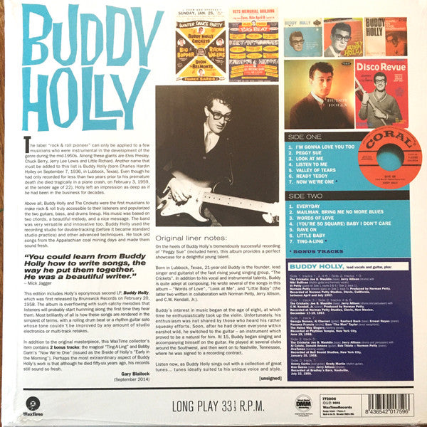 BUDDY HOLLY (バディ・ホリー) - Second Album (EU 限定復刻再発 180g LP/New) 58年ソロ名義デビュー・アルバム