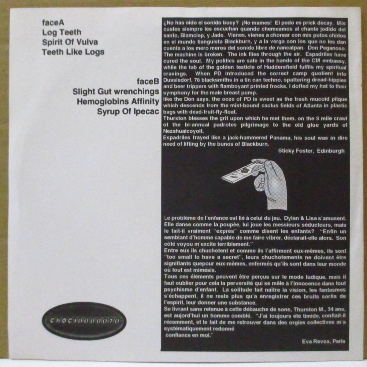 THURSTON MOORE & PRICK DECAY (サーストン・ムーア & プリック・ディケイ) - Electricity Vs Insects (UK Limited 7"-EP/廃盤 NEW)